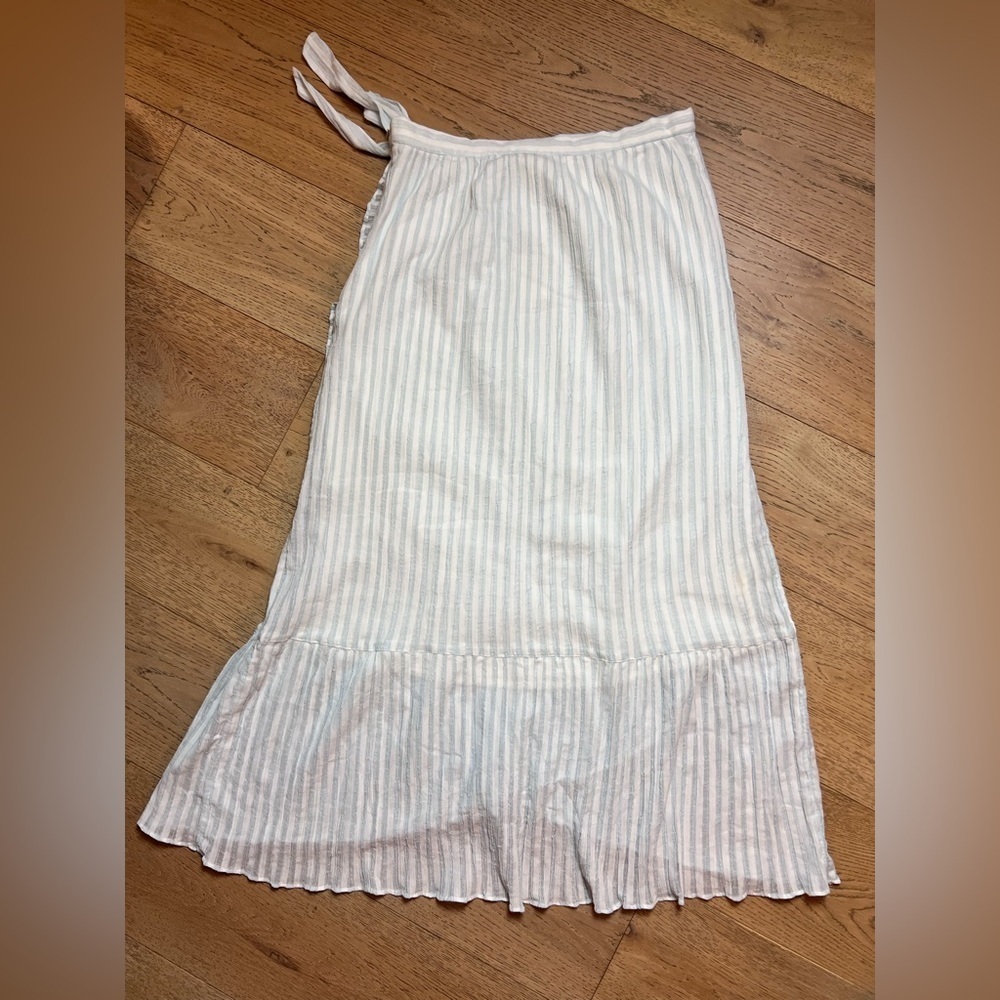 NWT: Anthropologie Maeve Gloria Stripe Wrap Skirt in Blue and White Size 10 - Picture 6 of 8